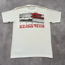 Vintage 80s GTS Auto Service Racing Shirt Mens M White Drag Car