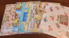 Vintage Wrapping Paper Lot - Mishrooms , Mice, Florals, Midevil Bears