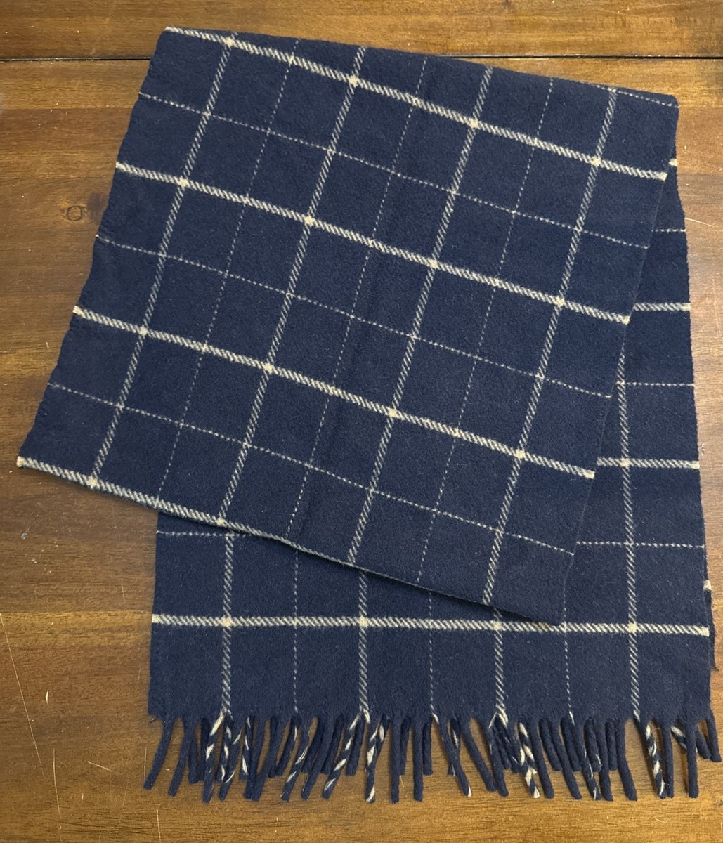 Filson Unisex Vintage 100% Virgin Wool Navy Plaid Heritage Fringe