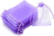 200 Purple Organza Gift Bags 10x12cm Small Mesh Jewellery Pouches Wedding Favour