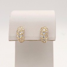 Solid 14k Gold Cubic Zirconia cz Chunky Huggie Hoop Earrings New
