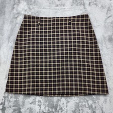 Vintage 35th  10th Skirt Womens 7 Juniors Black Tan Red Plaid Mini Side Slit
