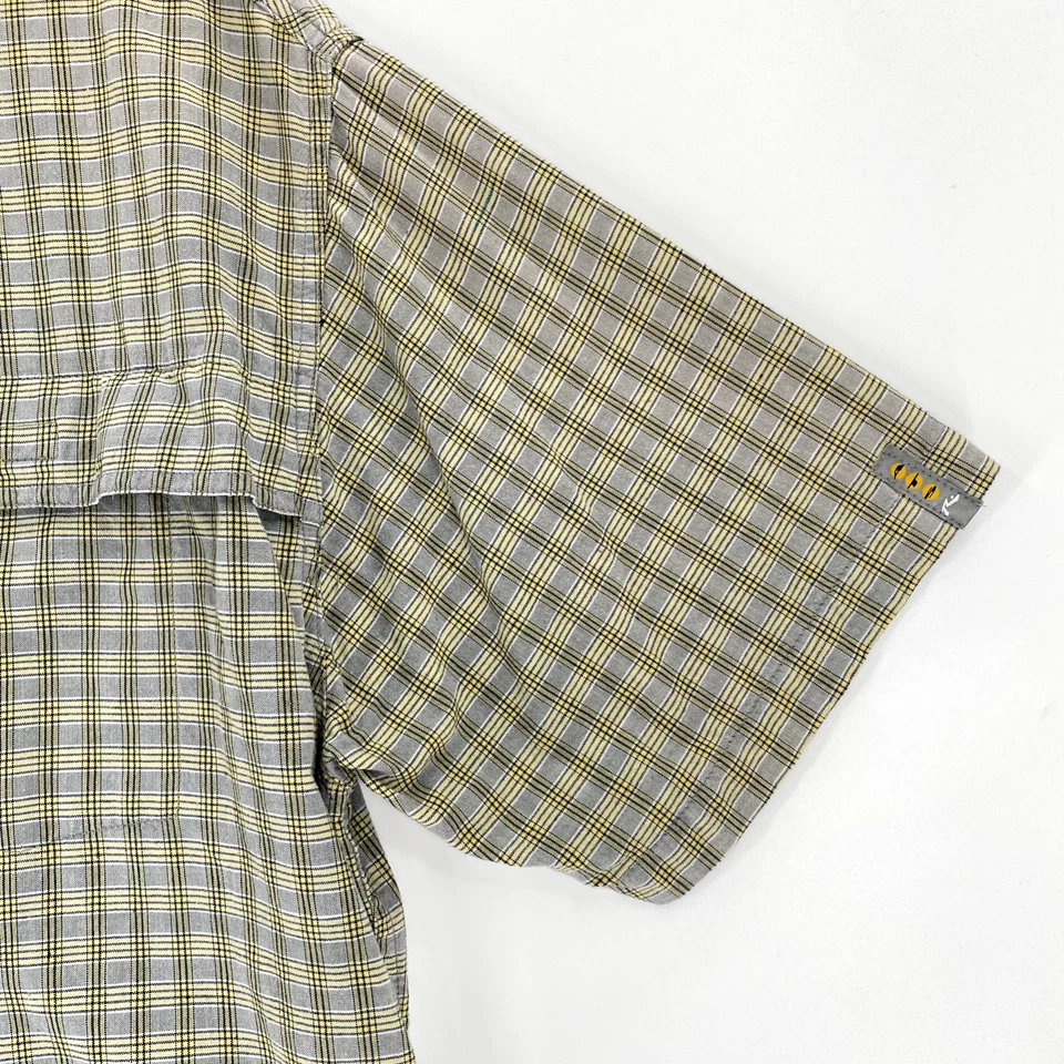 Camisa masculina All Terrain Series XL amarela xadrez pesca ventilada relaxada vintage - Imagem 4 de 4