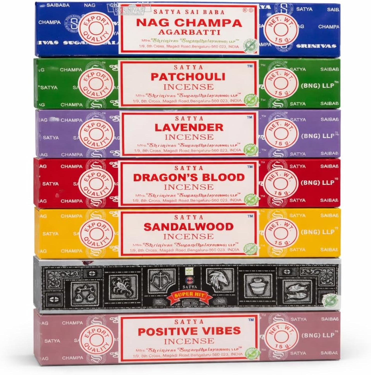 Satya Incense Gift Collection - 7 Assorted Scents for Meditation & Relaxation