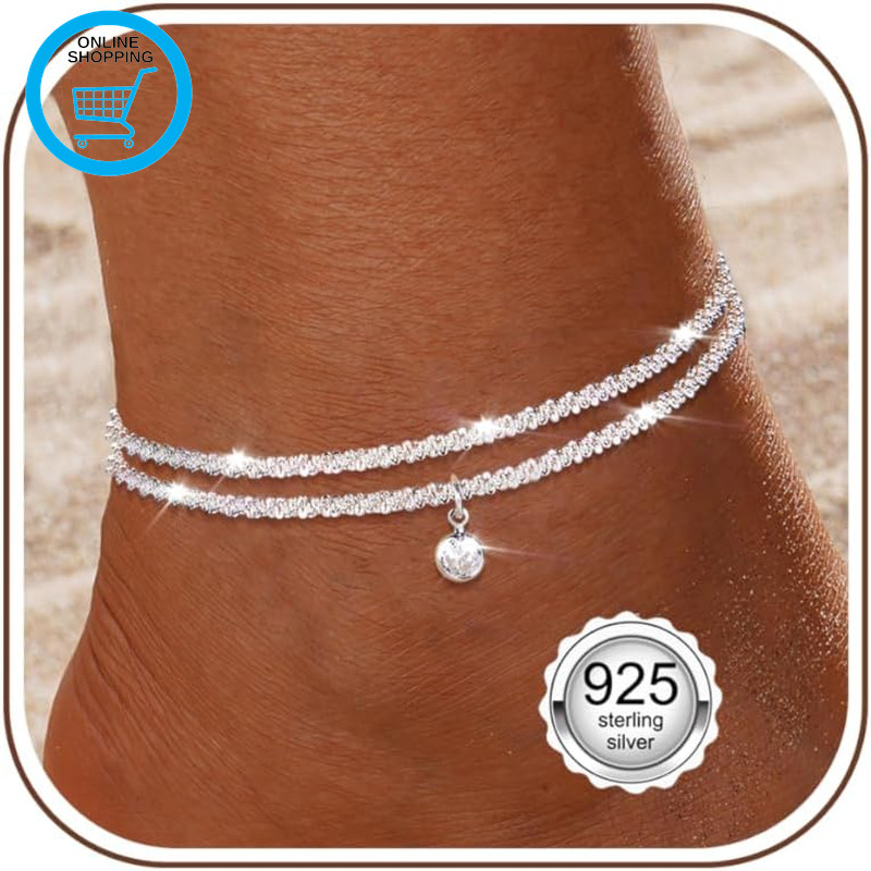 925 Sterling Silver Ankle Bracelets for Women Silver Anklet Adjustable Women'S A