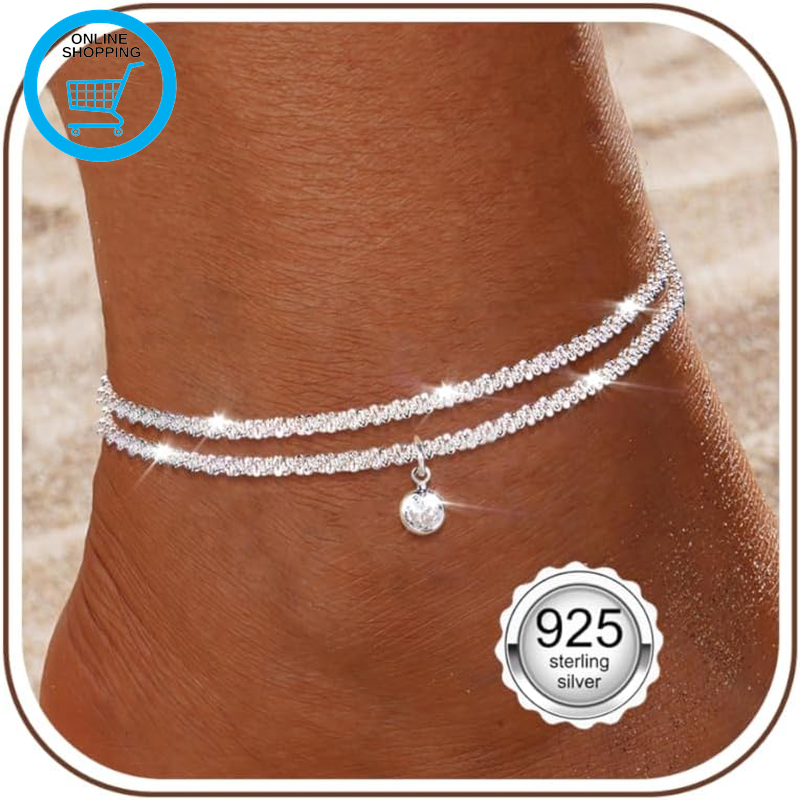 925 Sterling Silver Ankle Bracelets for Women Silver Anklet Adjustable Women'S A