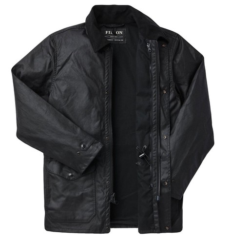 Filson Cover Tissu Mile Marker Manteau Noir Coton Ciré Veste de Pluie XXL 2XL Neuf avec étiquette - Photo 5/8
