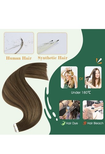 Tape in Hair Extensions Human Hair Brown Balayage Tape in Extensions Real Hair - Picture 6 of 7