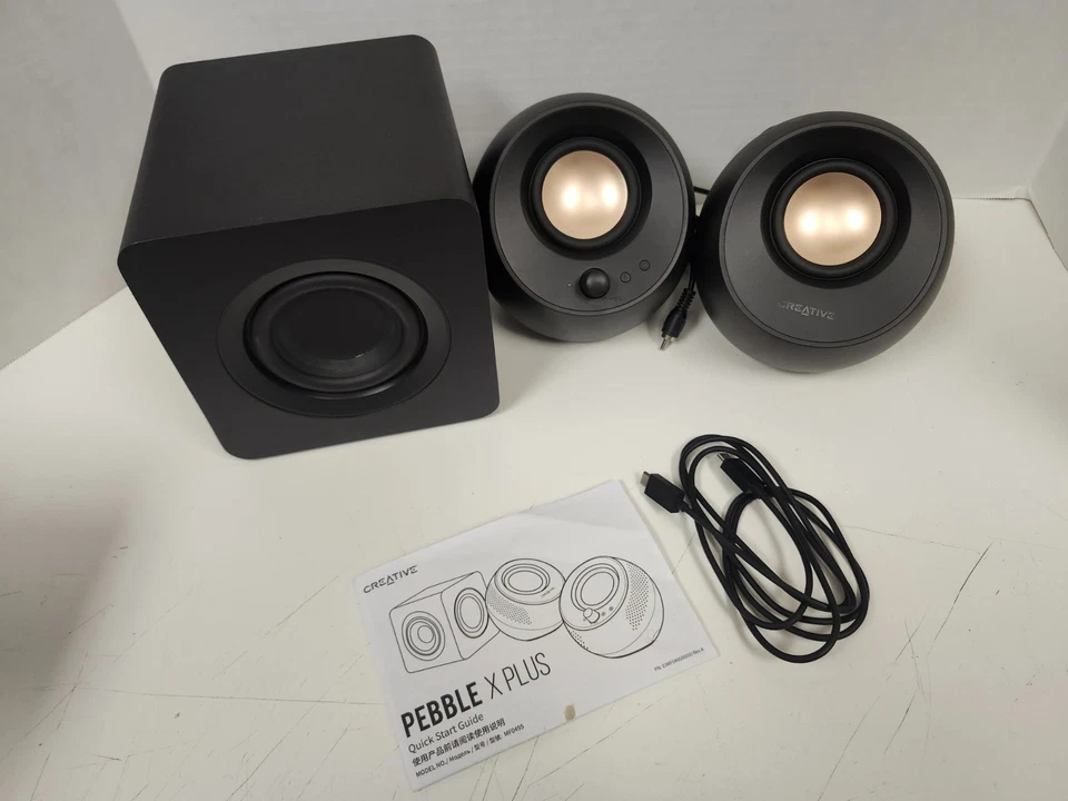 Creative Pebble X Plus USB-C Desktop Speakers, Black *SUBWOOFER DOESN'T WORK* - Image 4 of 4