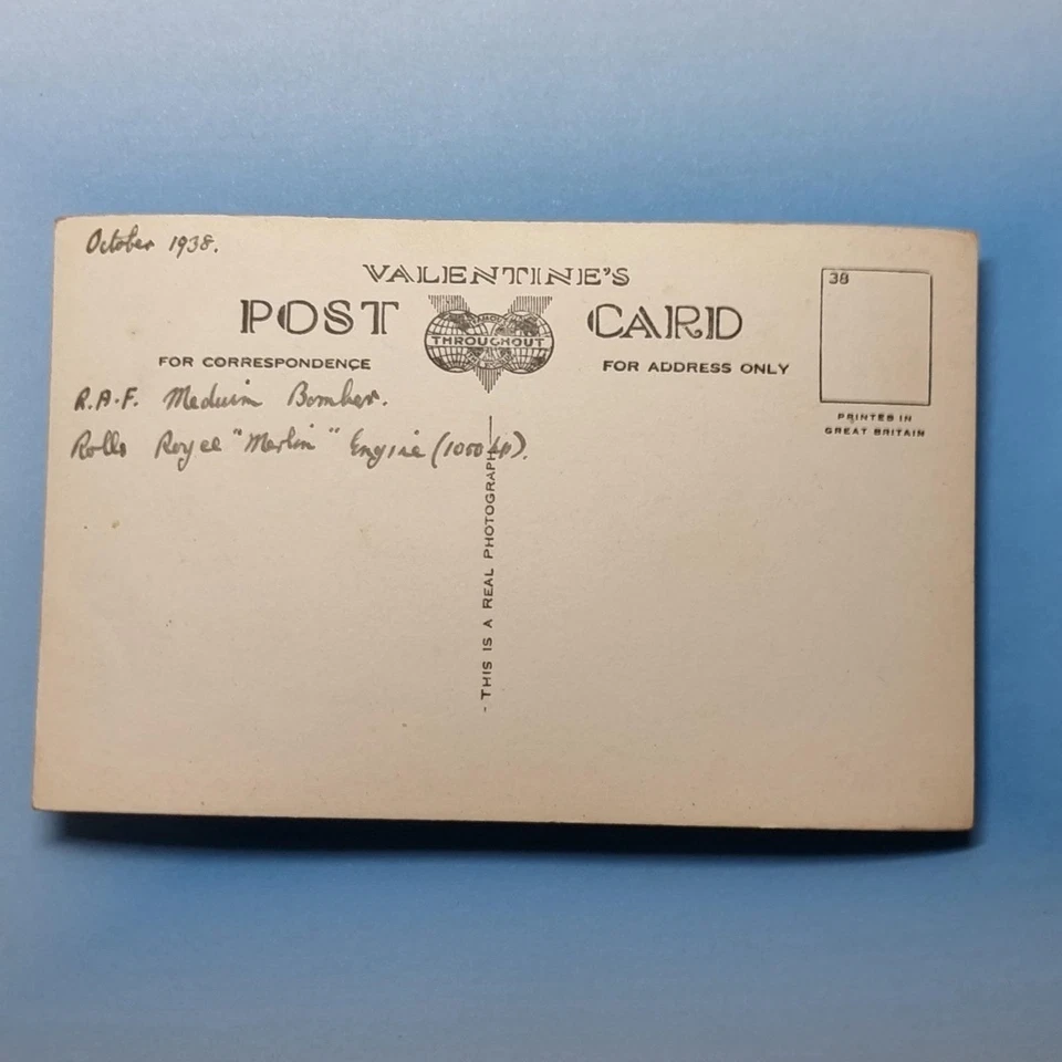 WW2 Aircraft Postcard C1940 Real Photo R.A.F Fairey Battle Prototype Bomber - Image 2 of 2