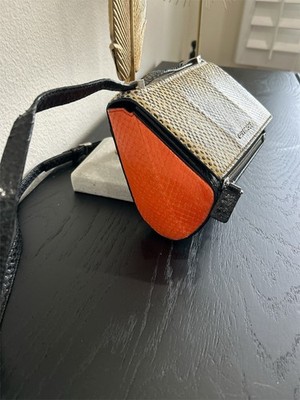 Givenchy Pandora Box Mini Crossbody ,Exotic Snakeskin, Orange Accent   Authentic