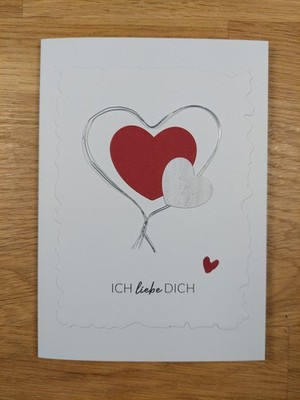 Karte ICH liebe DICH Geburtstag Hochzeitstag Jahrestag Draht-Herz  handgemacht 