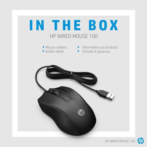 HP 100 Black Wired USB Mouse. Compatible with Windows PC, Notebook, Laptop, Mac - Picture 6 of 9