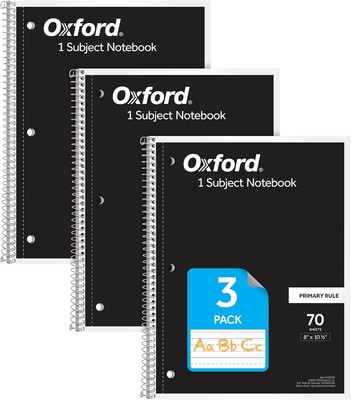 Oxford Primary Ruled Spiral Notebooks, Writing/Drawing Practice for Kids, Grades