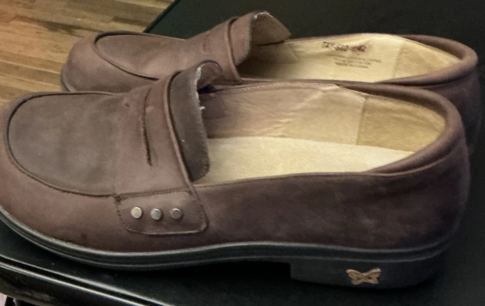 Mocasines de mujer Argelia Tay Gravey de cuero marrón sin cordones talla 10 Foto 4 de 4