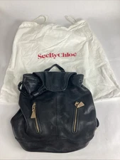 See By Chloe Black Leather Backpack With Dust Bag