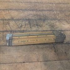 Vintage Lufkin Folding Ruler 12" Brass And Boxwood No 372R USA