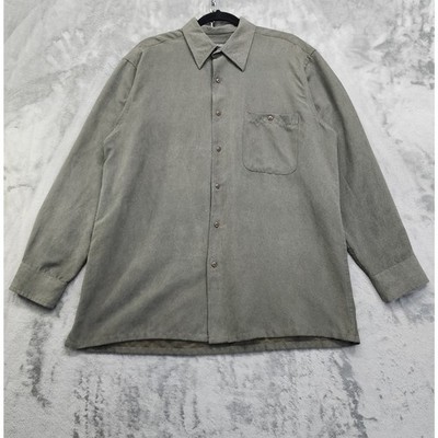 Vintage Methode Shirt Men's Size L Green Sueded Microfiber Long Sleeve Button Up