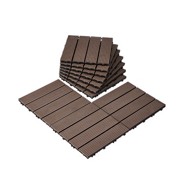Uimoso Interlocking Deck Tiles Plastic Wood 10 Pack 12''x12'' Waterproof Porch