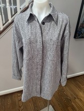 Athleta Textured Shirt Jacket Braiden Black White Printed Size Medium