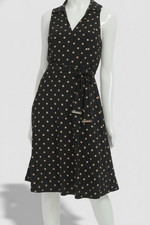 Tommy Hilfiger Women's Black Collared-V-Neck Tie-Waist Dress Petite Size 12P