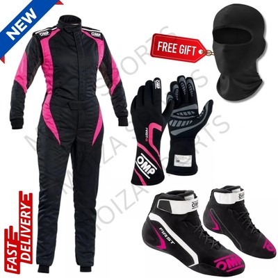 ''OMP 2025 Ladies Go Kart Racing Suit + Shoes Gloves Balaclava | Women s Kart Gea