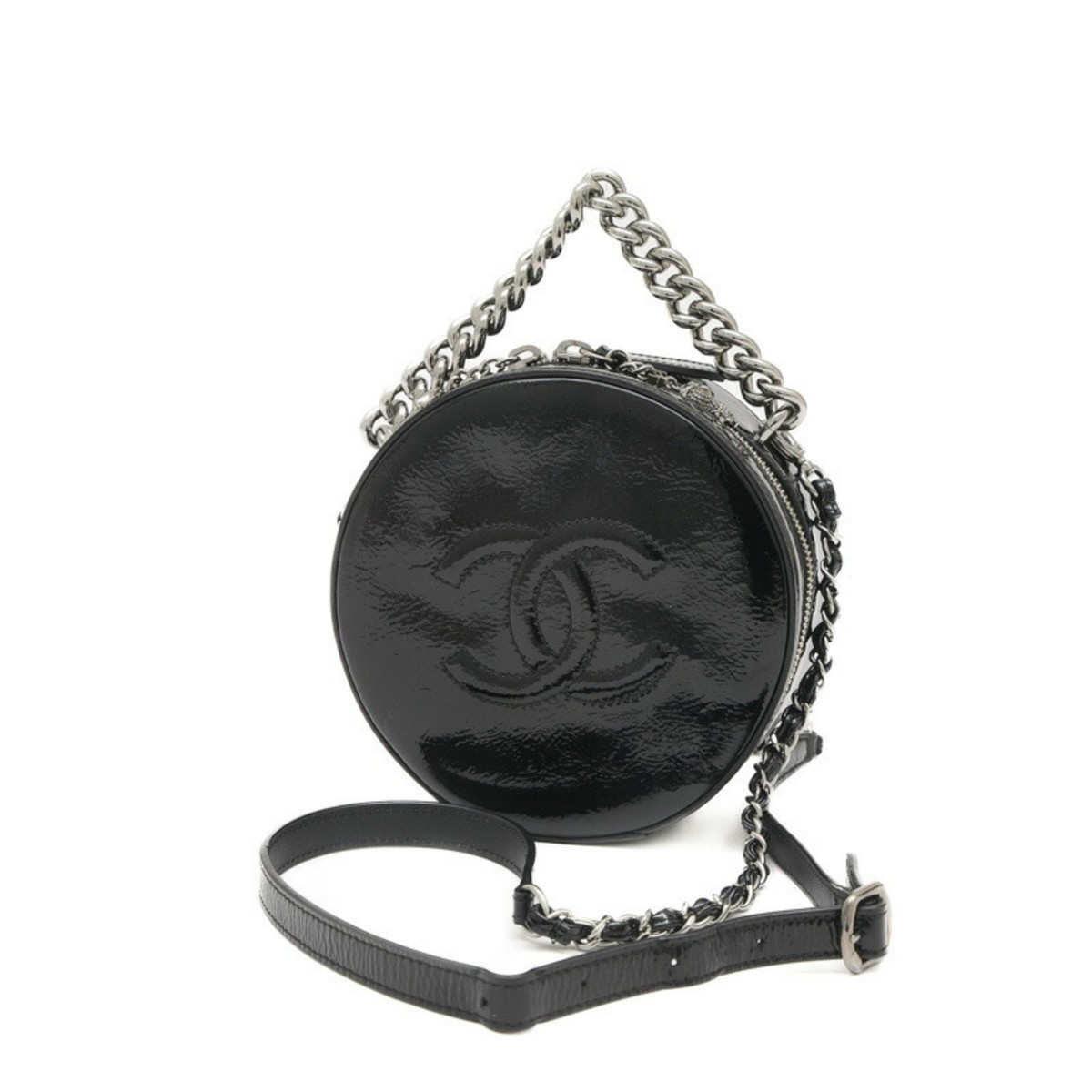 Chanel Round As Earth Chain Shoulder Bag Patent Leather