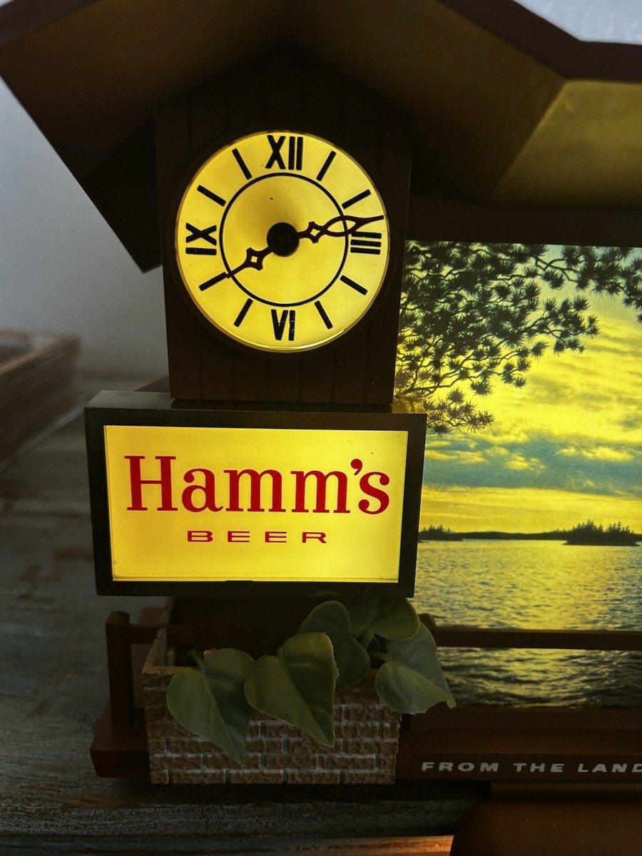 Rare Vintage Hamm's Beer Lighted Clock Bar Sign Light | eBay