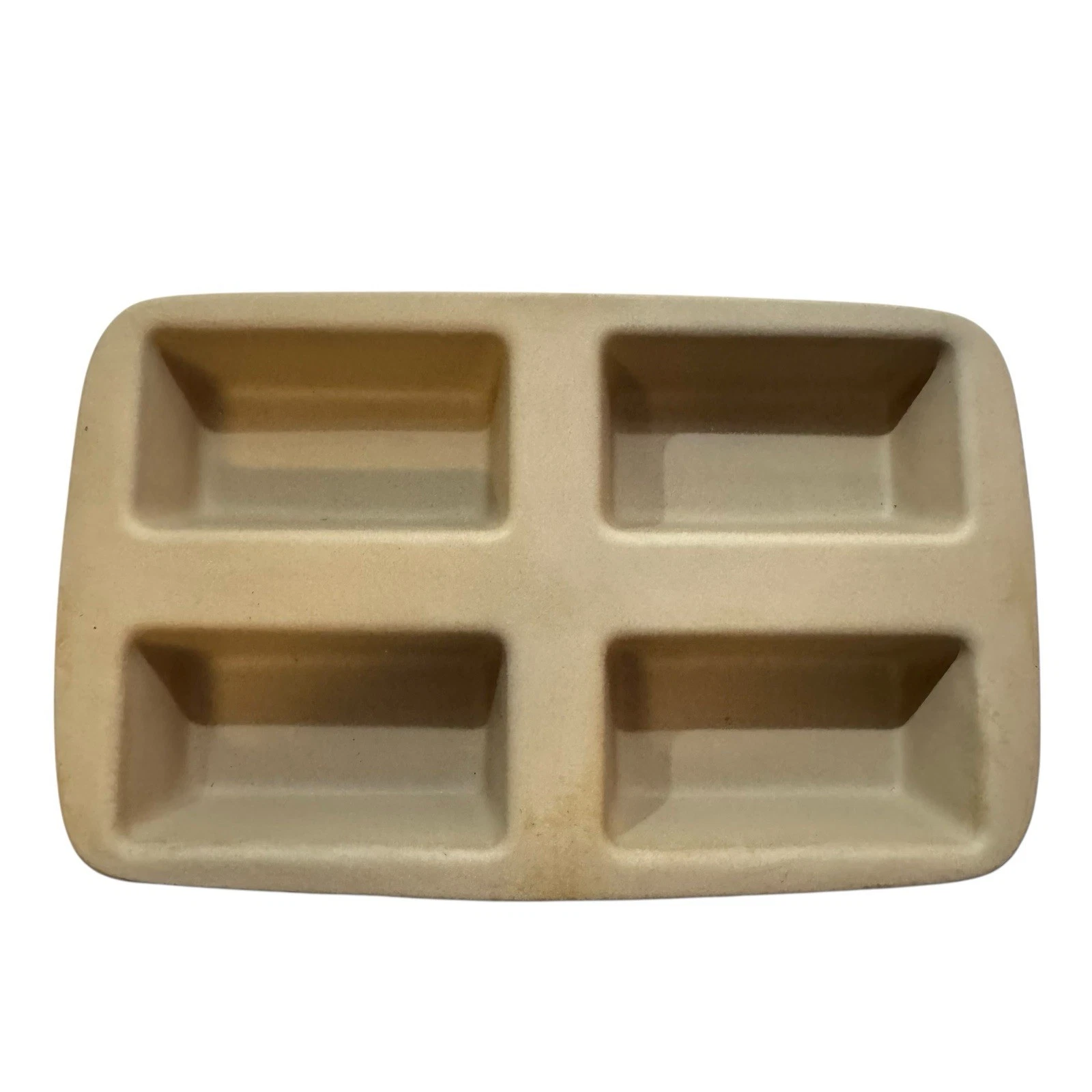 Pampered Chef 4 Mini Loaf Bread Meatloaf Pan Stoneware Family Heritage #2141 USA