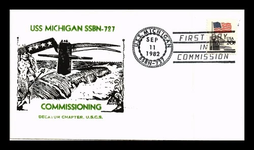 DR JIM STAMPS US COVER USS MICHIGAN SSBN-727 FIRST DAY COMMISSION NAVAL CANCEL
