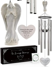 Angel Memorial Wind Chimes for Loss of Loved One - 34" Large Sympathy Wind Ch...