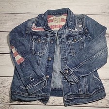 Blue Denim POLO RALPH LAUREN Jean Jacket w/American Flag Kids Size 10