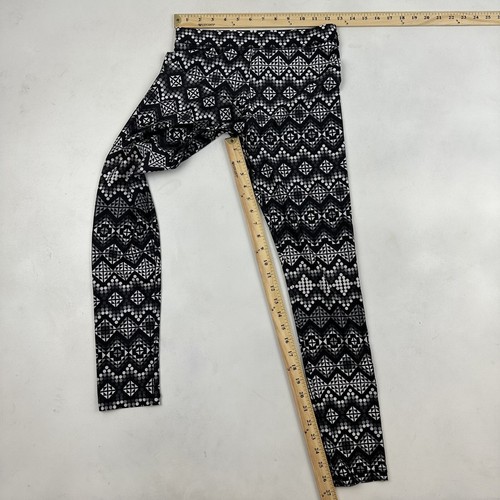 Justice Girls Black Gray White Leggings Full Length Elastic Waist Sz 14 Stretch - Picture 2 of 8