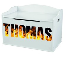 Nursery Toy Box Sticker  Personalized  Child Name Bedroom Wall Art Go Cart Decal