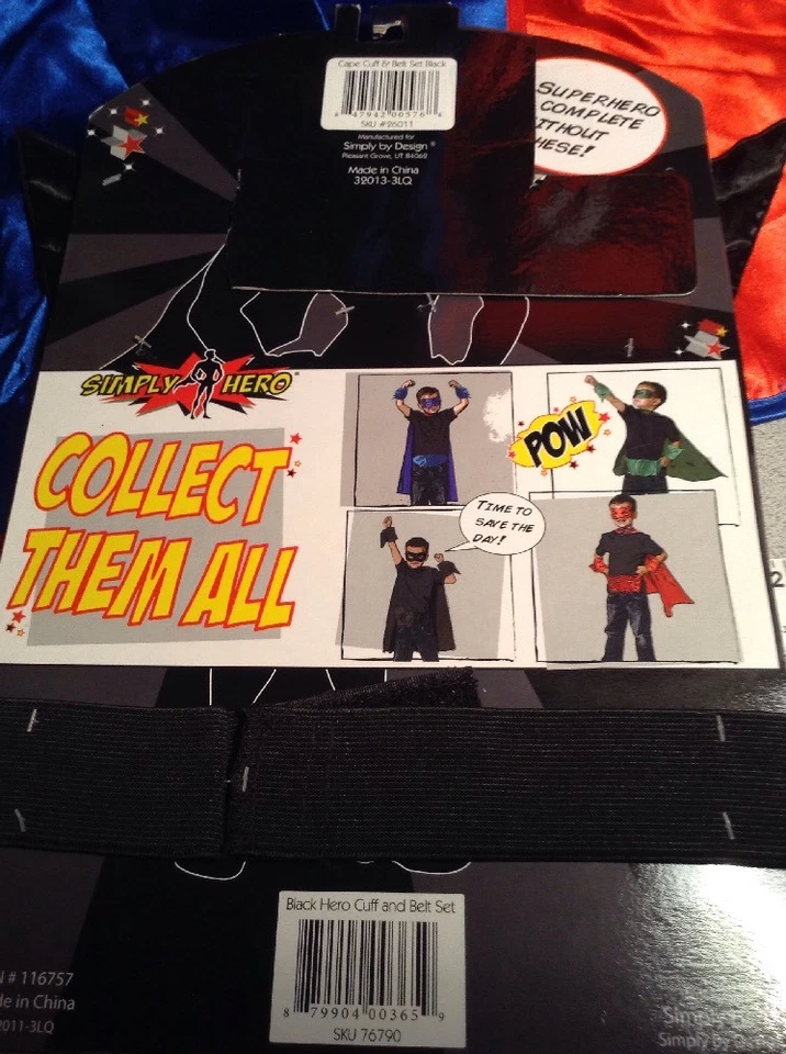 NUEVO~Superhéroe Vestir Puño Eléctrico/Capa/Cinturón Héroe Conjunto Disfraz Talla Única Edades 3+ Foto 3 de 4