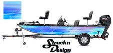 Blue Pink Abstract Rectangles Fish Bass Boat Black Decal Wrap USA Vinyl