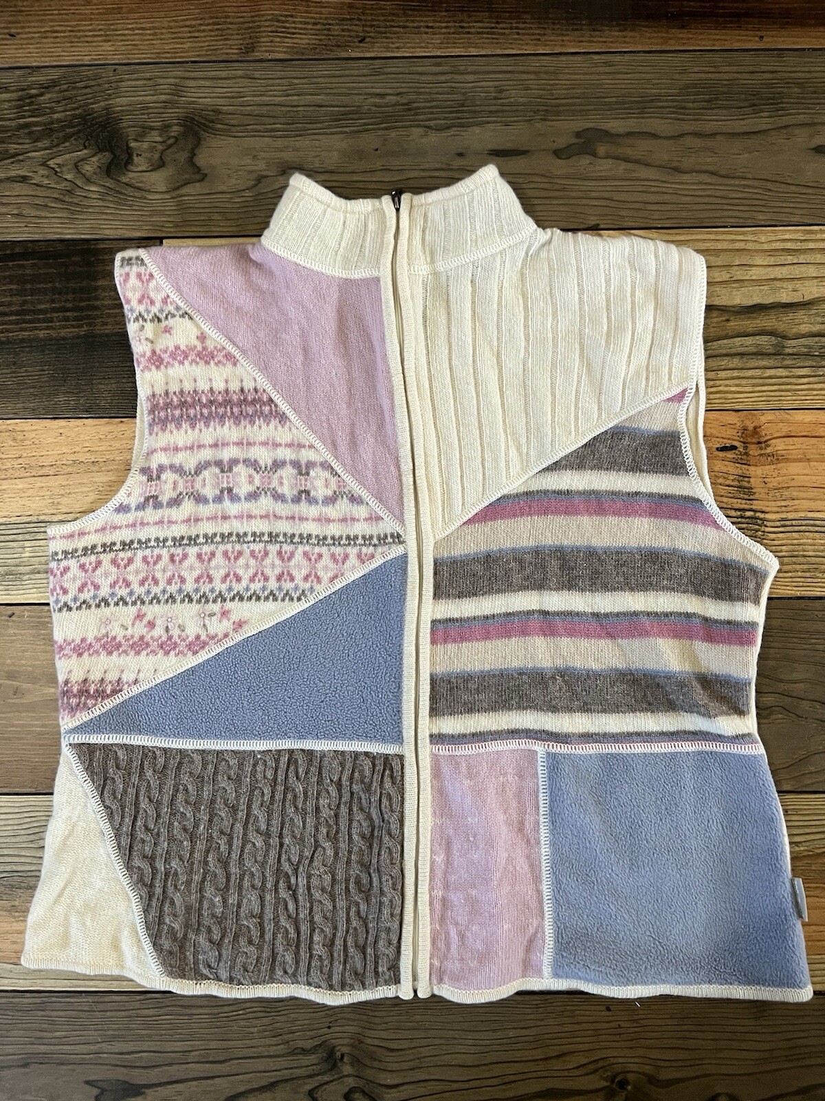 Woolrich 100% Lambs Wool Patchwork Sweater/ Vest … - image 1