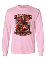 Firefighter Backbone of America Long Sleeve T-Shirt FD Fire And Rescue Hero Tee