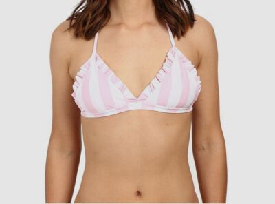 $99 Lolli Women's Pillow Talk Pink and White Stripes Top Swimwear Size X-Small