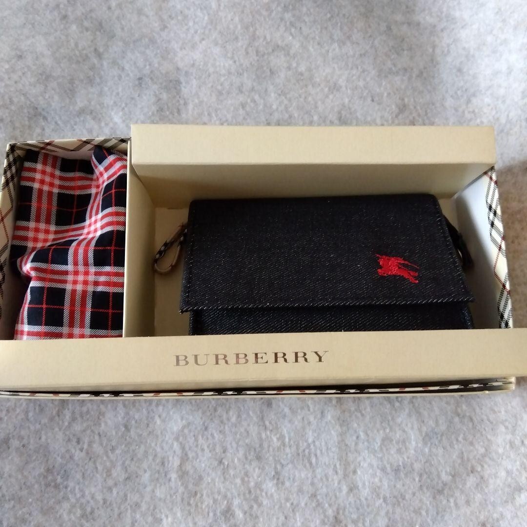 Burberry Check Handkerchief Logo Pouch Mirror SET Women Accessory Used