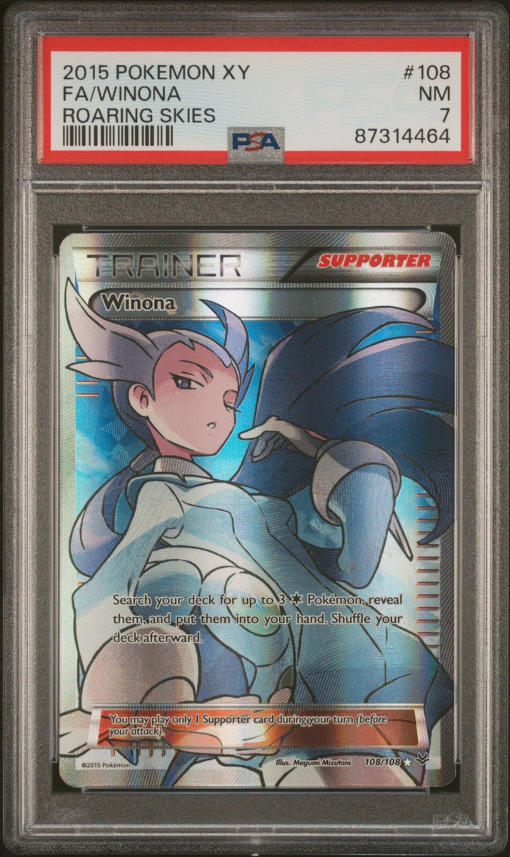 2015 POKEMON ROARING SKIES WINONA #108 FULL ART HOLO PSA 7 NM