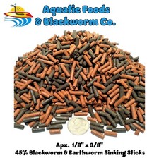 Blackworm  Earthworm Sinking Sticks, Great for Carnivores, Bottom Fish, Turtles