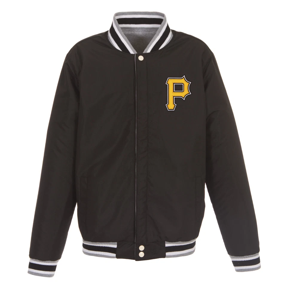 MLB Pittsburgh Pirates Reversible Full Snap Fleece Jacket JHD 2 Front Logos - Image 4 of 4