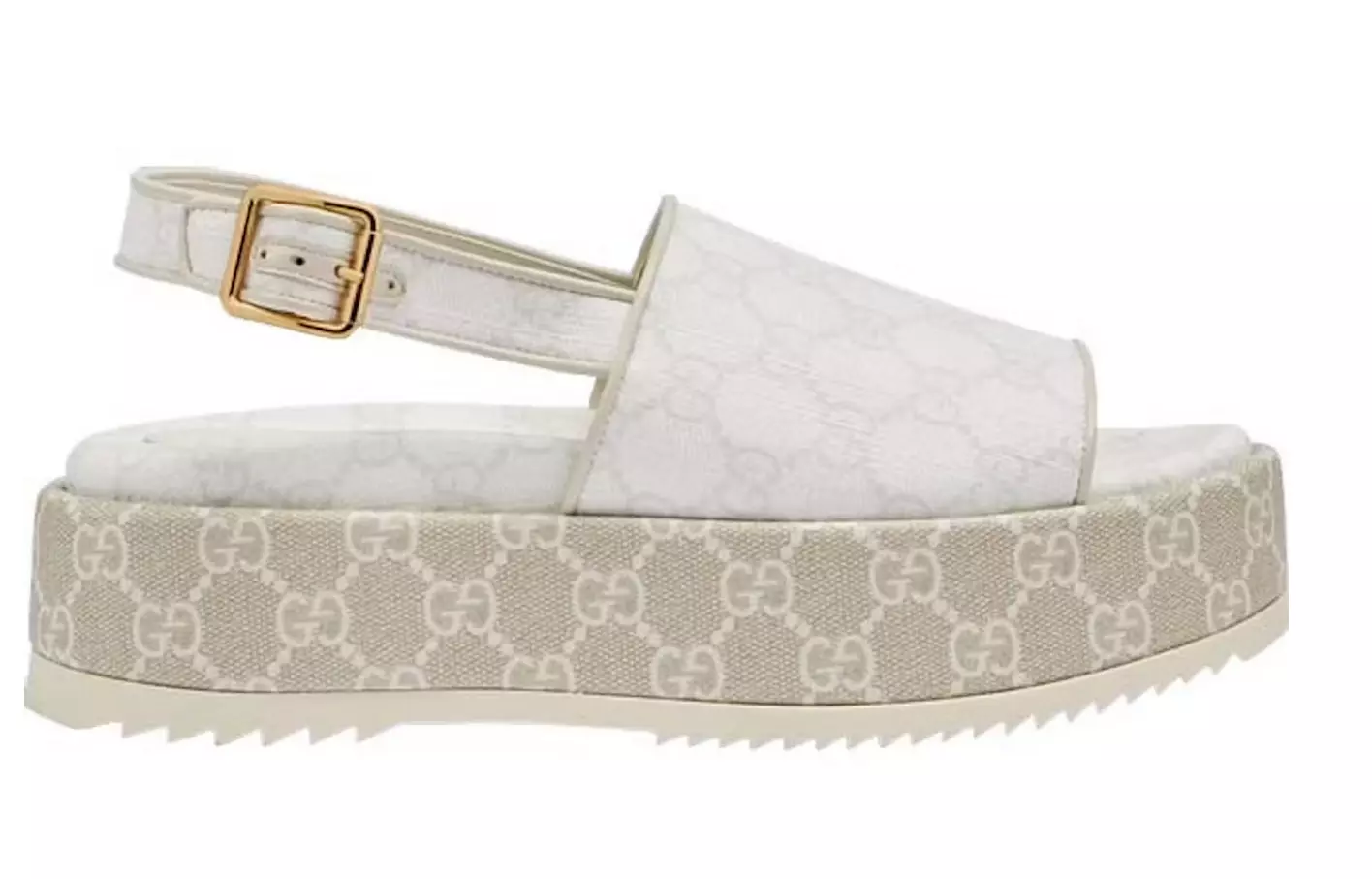 Sandales femmes authentiques Gucci en toile blanche GG Supreme Angelina plates formes neuves