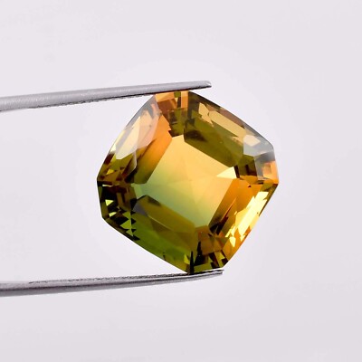Flawless Natural 10 x 10 Bi-Color Yellow-Green Tourmaline GIT Certified Gemstone