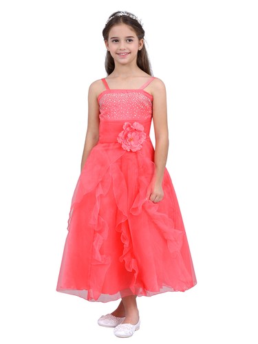 Mädchen Kleider Festlich Prinzessin Kleid Lange Blumenmädchenkleid mit Strass - Picture 26 of 74