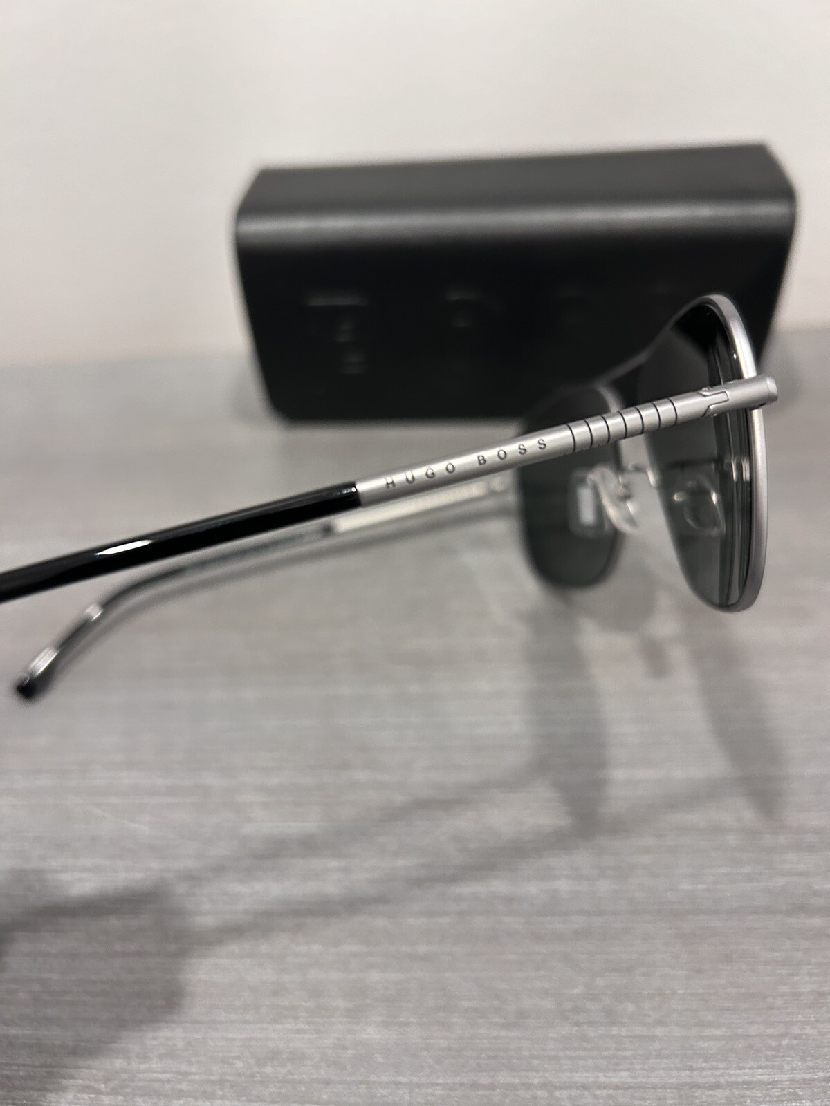 Hugo Boss Mens Sunglasses Ruthenium Black/Green 63mm Titanium 1177/F/S