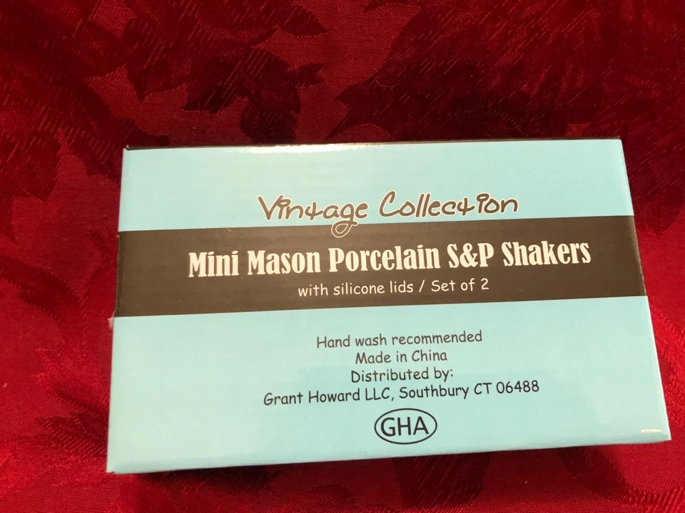 Juego de coctelera de sal y pimienta frascos de vidrio blanco azul tarro de albañil con mango de 3 pulgadas de alto nuevo en caja Foto 3 de 4