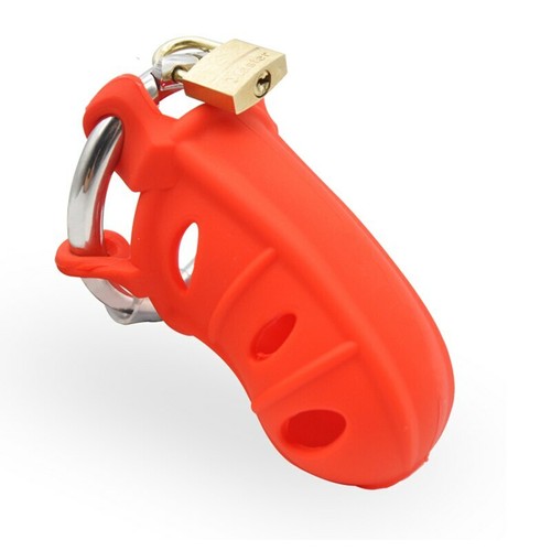 Male Soft Silicone Cage with Stainless Steel Adjustable Ring Chastity Device - Picture 14 of 16