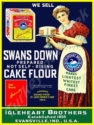 Swans Down Cake Flour Metal Sign 3 Sizes to Choose From